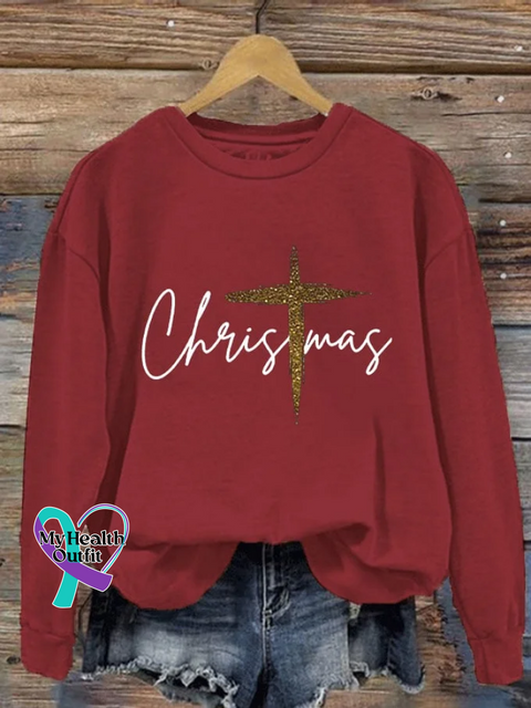 Christmas Print Casual Sweatshirt Red / 3XL