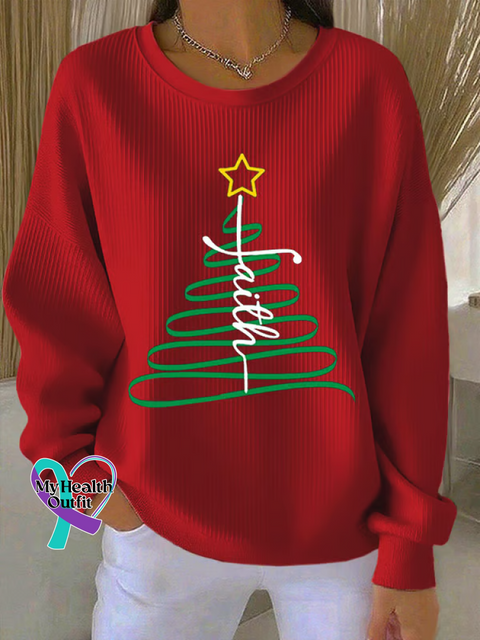 Christmas Print Casual Sweatshirt Red / S