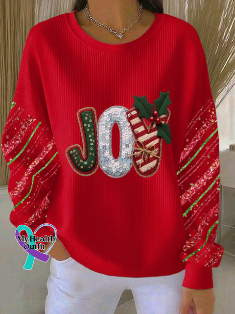 Christmas Print Casual Sweatshirt Red / S