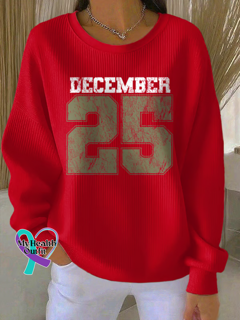 Christmas Print Casual Sweatshirt Red / S