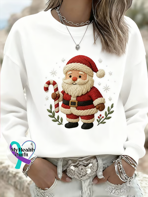 Christmas Print Casual Sweatshirt White / S