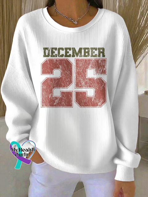 Christmas Print Casual Sweatshirt White / S