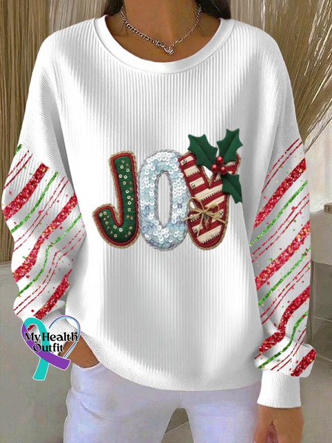 Christmas Print Casual Sweatshirt White / S