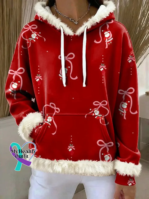 Christmas Print Hooded Sweatshirt Multicolor / S