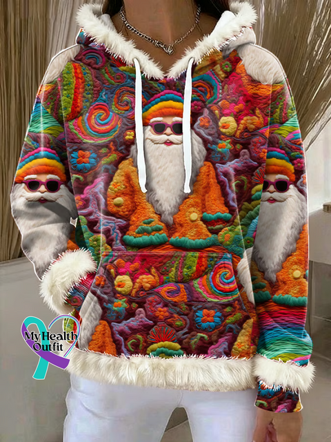 Christmas Print Hooded Sweatshirt Multicolor / S