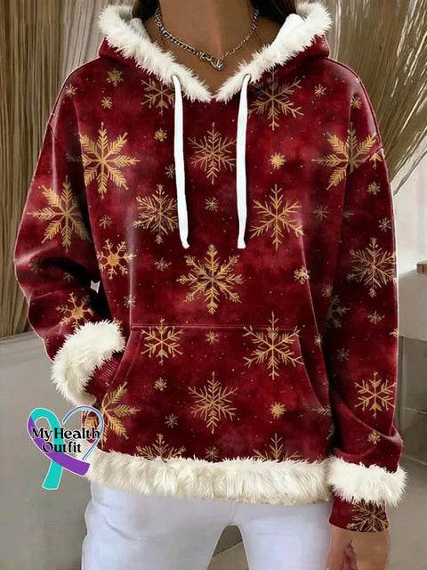 Christmas Print Hooded Sweatshirt Multicolor / S