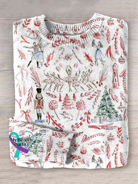Christmas Print Knit Pullover Sweater Multicolor / S