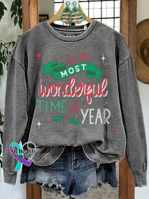 Christmas Printed Casual Sweatshirt Grey / S