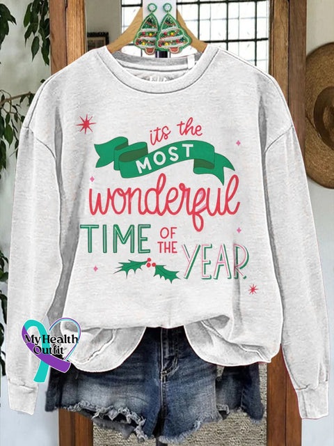 Christmas Printed Casual Sweatshirt White / S