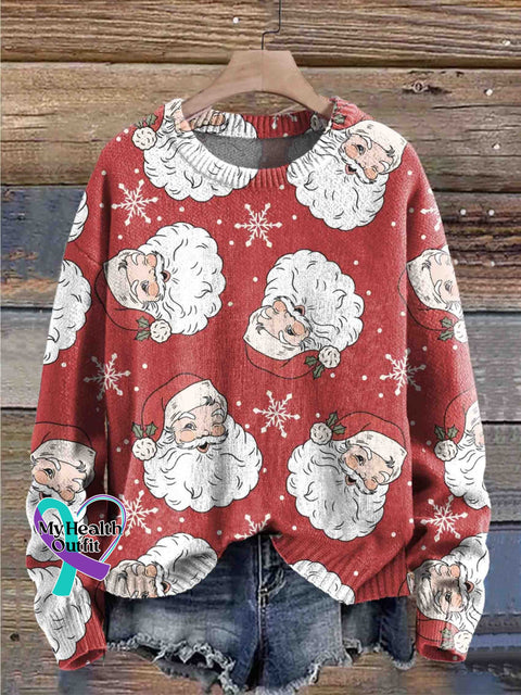 Christmas-Retro Traditional Santa Claus Seamless Round Neck Trendy Retro Casual Printed Sweater
