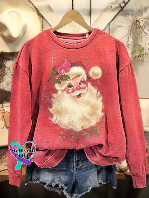 Christmas Santa Claus Casual Cotton Sweatshirt Multicolor / S