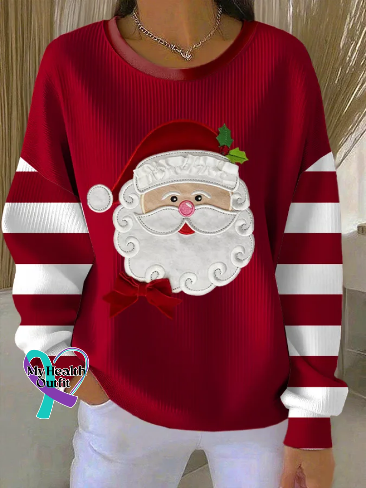 Christmas Santa Claus Casual Cotton Sweatshirt Multicolor / S