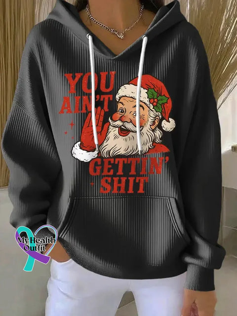 Christmas Santa Claus Casual Hoodie Sweatshirt Black / S