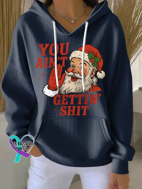 Christmas Santa Claus Casual Hoodie Sweatshirt Blue / S