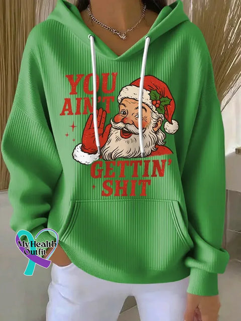 Christmas Santa Claus Casual Hoodie Sweatshirt Green / S