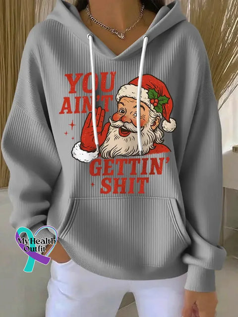 Christmas Santa Claus Casual Hoodie Sweatshirt Grey / S