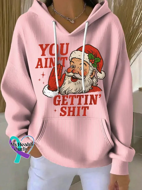 Christmas Santa Claus Casual Hoodie Sweatshirt Pink / S