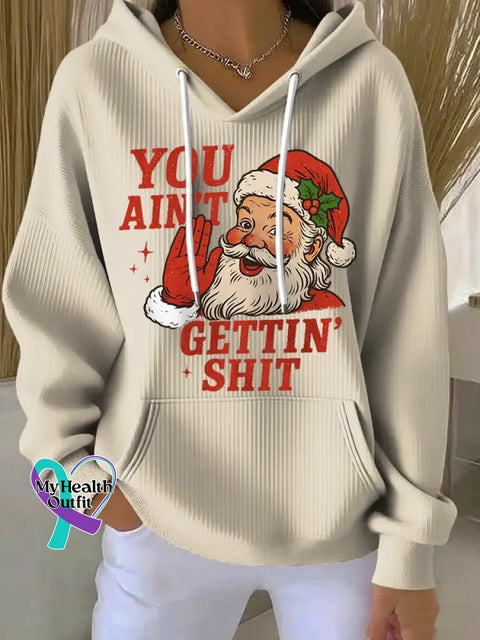 Christmas Santa Claus Casual Hoodie Sweatshirt Sand / S