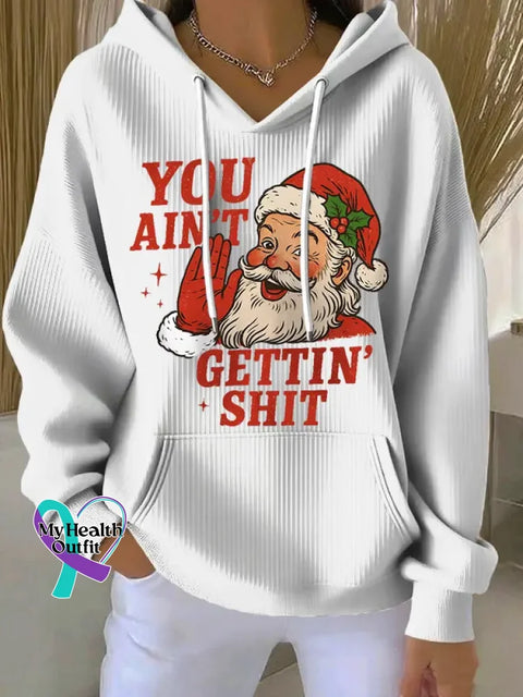 Christmas Santa Claus Casual Hoodie Sweatshirt White / S