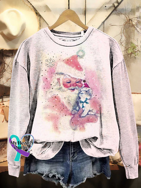 Christmas Santa Claus Cat Casual Sweatshirt Multicolor / S