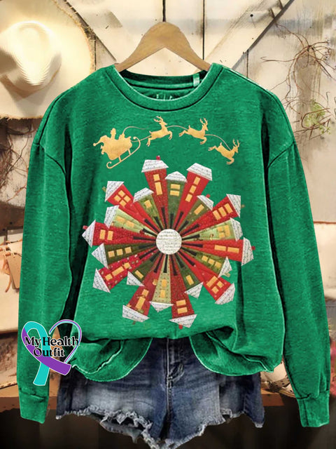 Christmas Santa Claus Elk Casual Sweatshirt Green / S