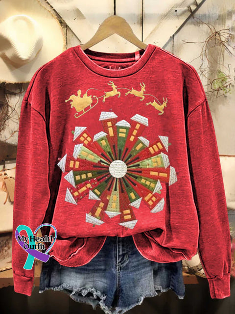 Christmas Santa Claus Elk Casual Sweatshirt Red / S