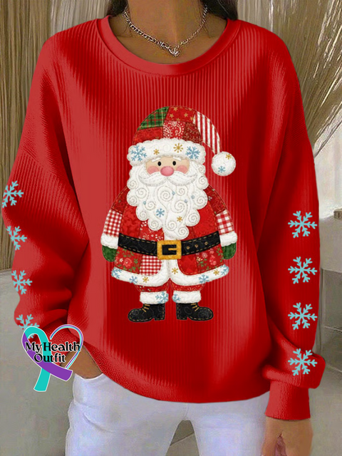 Christmas Santa Claus Print Casual Sweatshirt Red / S