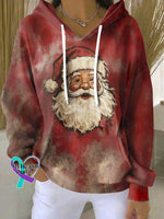 Christmas Santa Pattern Art Print Casual Sweatshirt Red / S
