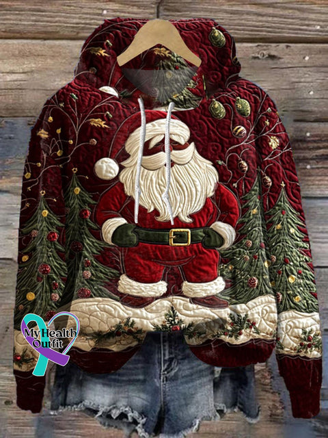 Christmas Santa Print Casual Hoodie Sweatshirt Multicolor / S