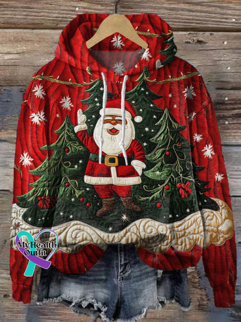 Christmas Santa Print Casual Hoodie Sweatshirt Multicolor / S
