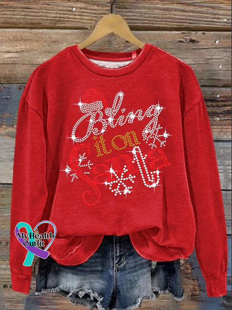 Christmas Santa Print Casual Sweatshirt Red / S