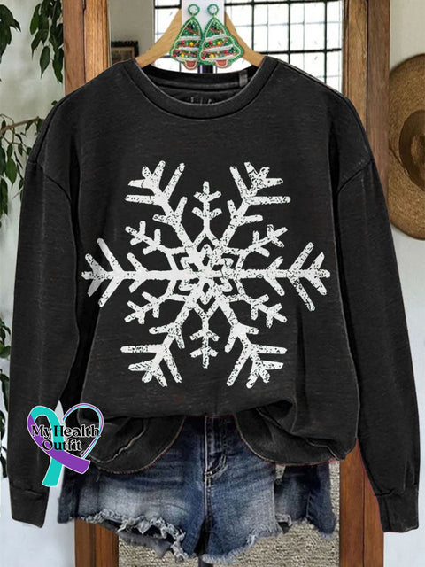 Christmas Snowflake Casual Sweatshirt Black / S