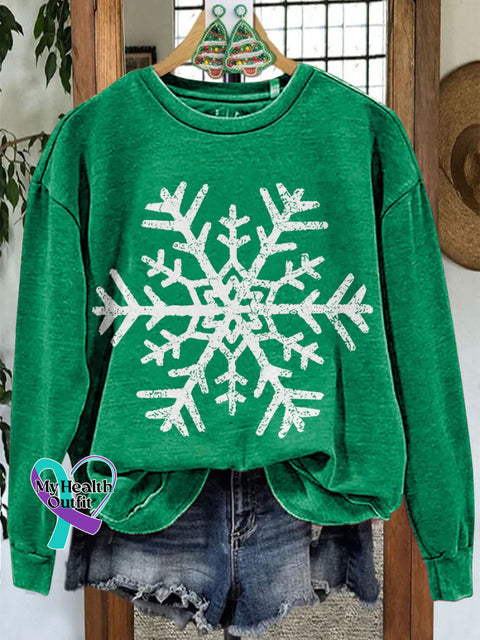 Christmas Snowflake Casual Sweatshirt Green / S