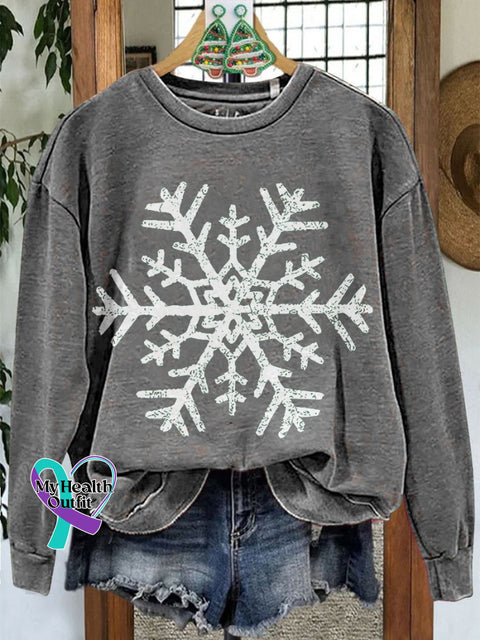 Christmas Snowflake Casual Sweatshirt Grey / S