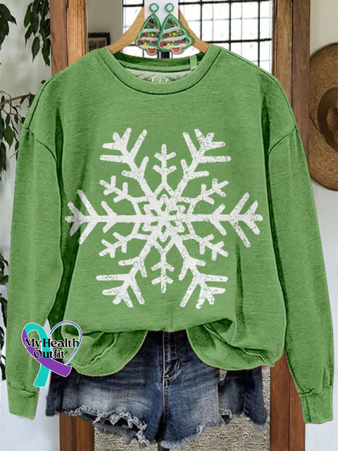 Christmas Snowflake Casual Sweatshirt Lightgreen / S