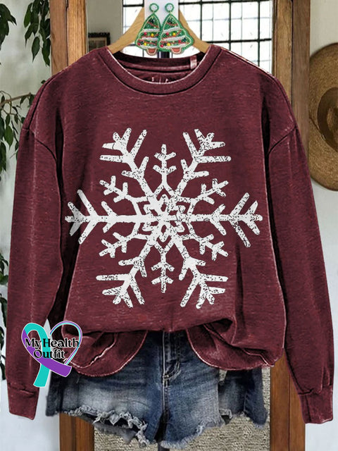 Christmas Snowflake Casual Sweatshirt Maroon / S