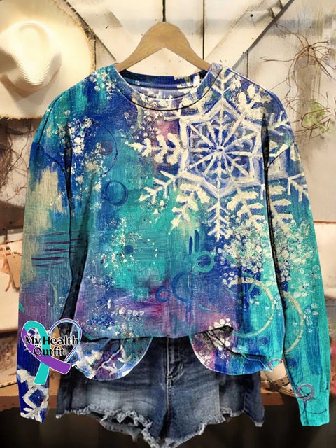 Christmas Snowflake Casual Sweatshirt Multicolor / S