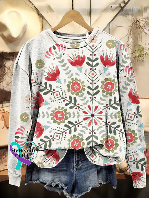 Christmas Snowflake Casual Sweatshirt Multicolor / S