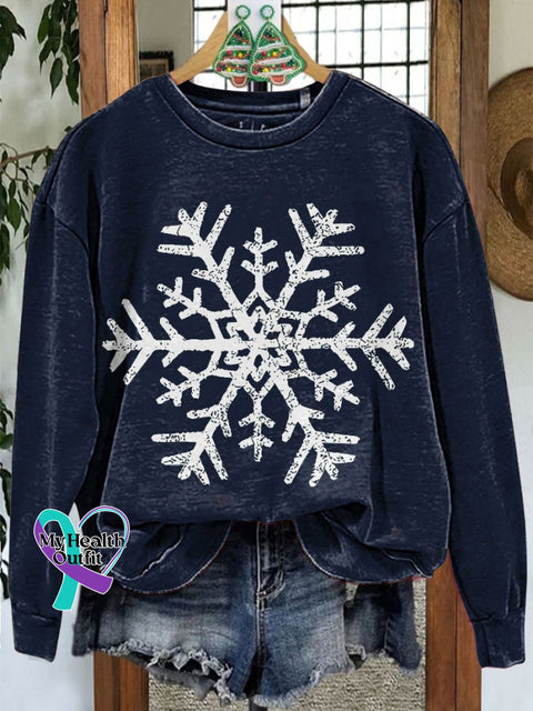 Christmas Snowflake Casual Sweatshirt Navyblue / S