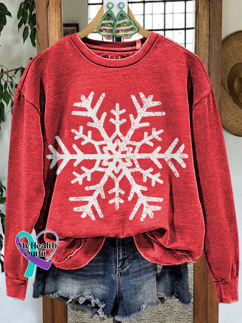 Christmas Snowflake Casual Sweatshirt Red / S