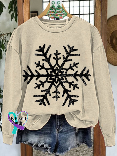 Christmas Snowflake Casual Sweatshirt Sand / S