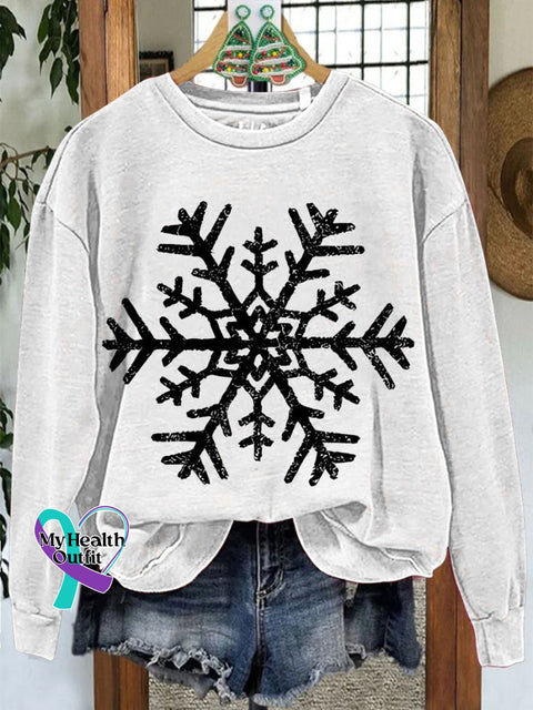 Christmas Snowflake Casual Sweatshirt White / S