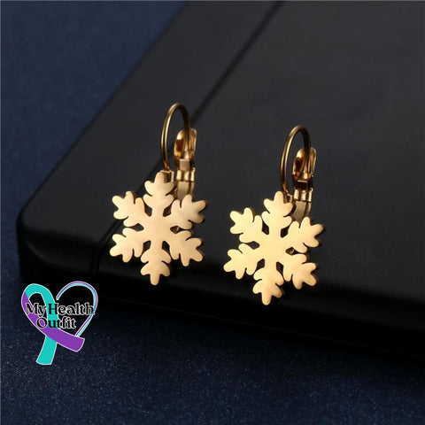 Christmas Snowflake Earrings Gold