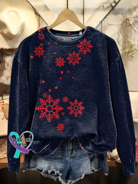 Christmas Snowflake Print Casual Sweatshirt Multicolor / S
