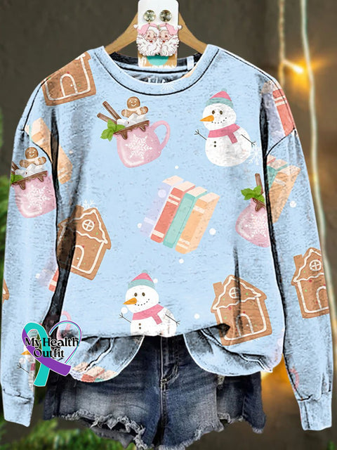 Christmas Snowman Gingerbread Baby Blue Casual Sweatshirt Multicolor / S