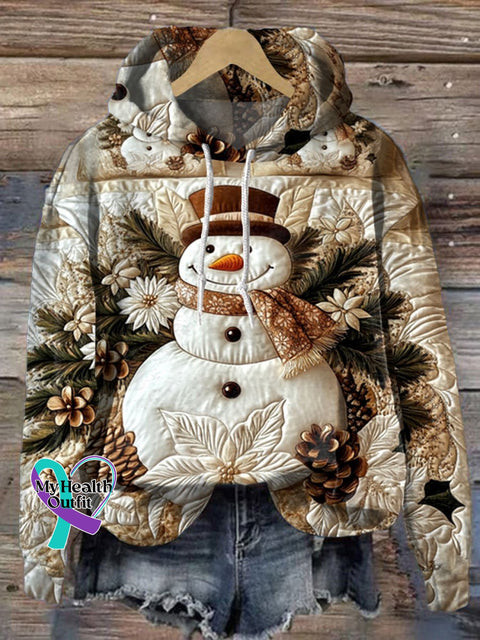Christmas Snowman Print Casual Hoodie Sweatshirt Multicolor / S