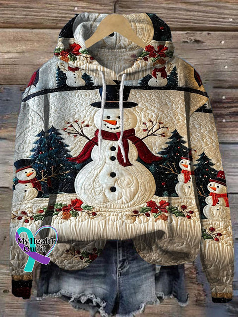 Christmas Snowman Print Casual Hoodie Sweatshirt Multicolor / S