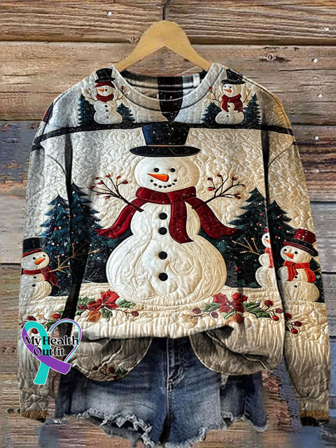 Christmas Snowman Print Casual Sweatshirt Multicolor / S