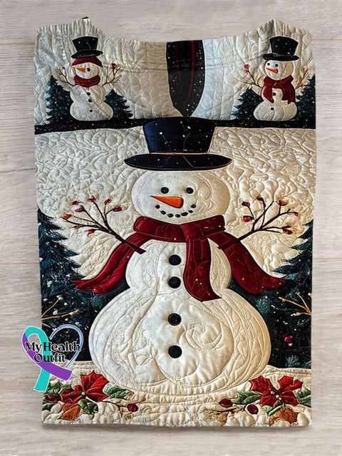 Christmas Snowman Print Casual T-Shirt Multicolor / S