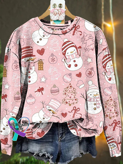 Christmas Snowman Tree Casual Sweatshirt Multicolor / S